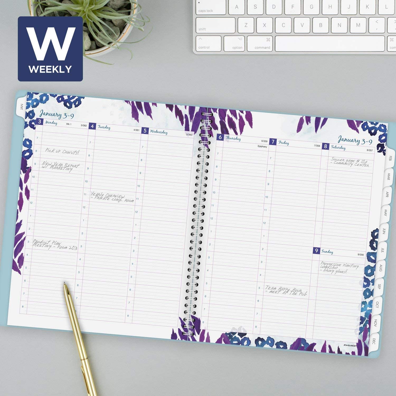 AT-A-GLANCE 2023 Weekly & Monthly Planner, 8-1/2" x 11", Large, Wild Washes Teal (523-905) - Image 2